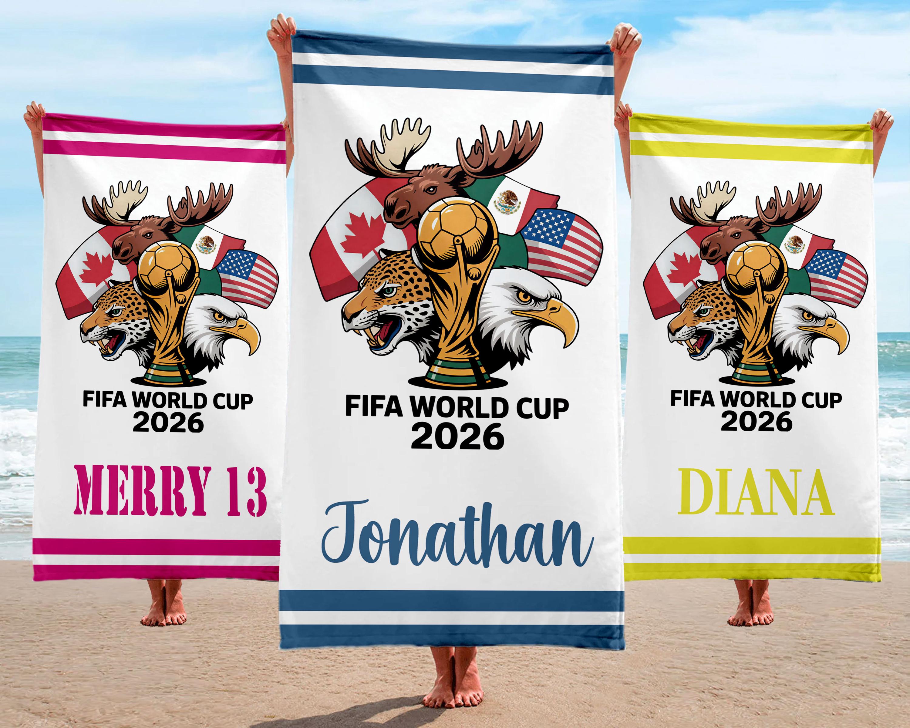 Personalized FIFA 2026 Soccer Towel, Custom Football Beach Towel