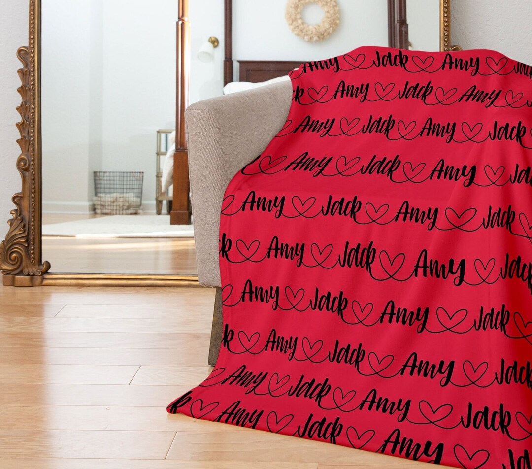 Personalized Valentine's Day Blanket, Custom Name Blanket, Gift for