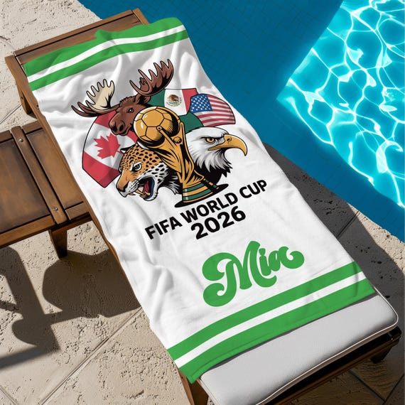 Personalized FIFA 2026 Soccer Towel, Custom Football Beach Towel