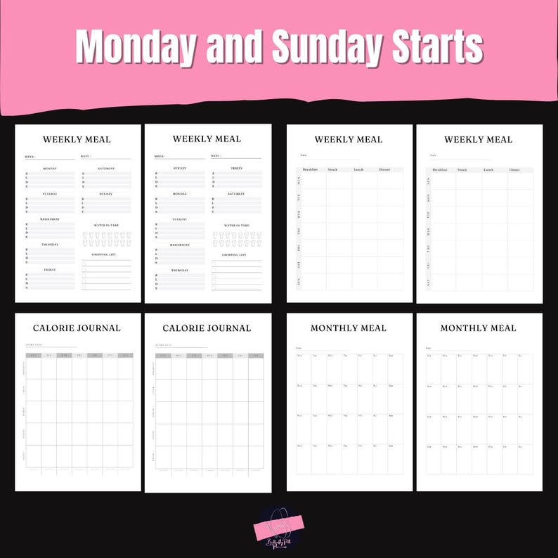 Printable Meal Planner Bundle |daily, Weekly , Monthly Meal Tracker ...