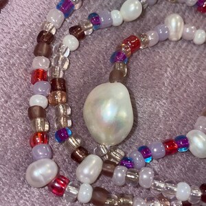 Purple and Pearl necklace (set of 2)