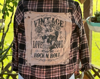 Upcycled Vintage Rock N Roll Flannel