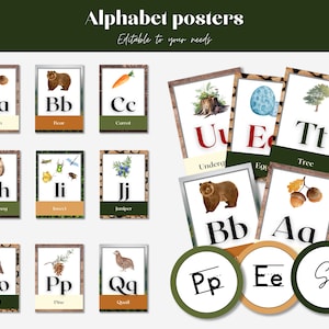 Alphabet posters | Out of the Woods | Pintables for a woodland classroom | Classroom decor