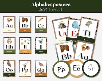 Alphabet posters | Out of the Woods | Pintables for a woodland classroom | Classroom decor