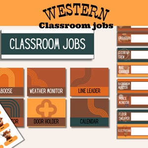 Editable classroom jobs with a western theme for schools | classroom decor | Instant download