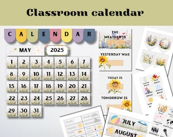 Klaskalender met een thema van een wilde bloemenweide | klasinrichting | thema in de klas