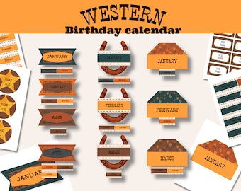 Geburtstagskalender für ein Klassenzimmer | Klassenzimmer Dekor | Cowboy Motto Geburtstag Display