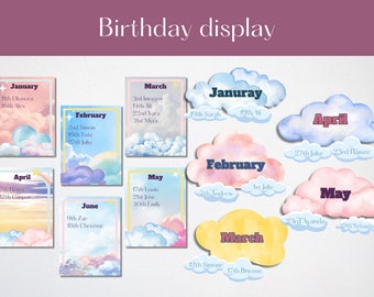 Heavenly clouds birthday display for classrooms