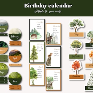 Raus aus dem Wald | Klassenzimmer-Geburtstagskalender | ruhiges Klassenzimmer | Geburtstags-Display-Paket | Klassenzimmerdekoration