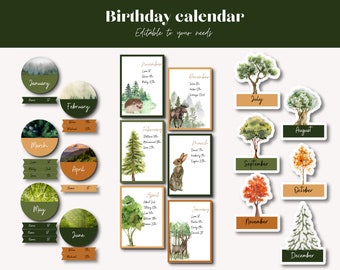 Out of the woods | classroom birthday calendar | serene classroom | birthday display bundle | Classroom decor