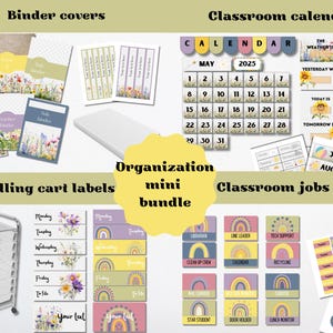 Organisations-Paket: Ordnerhüllen, Klassenzimmer-Kalender, Rollwagen-Etiketten, Klassenzimmer-Jobs & Stundenplan