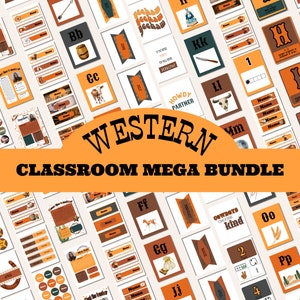 Western classroom decor bundle for teachers with a warm rustic feeling
