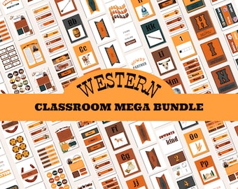 Western classroom decor bundle for teachers with a warm rustic feeling