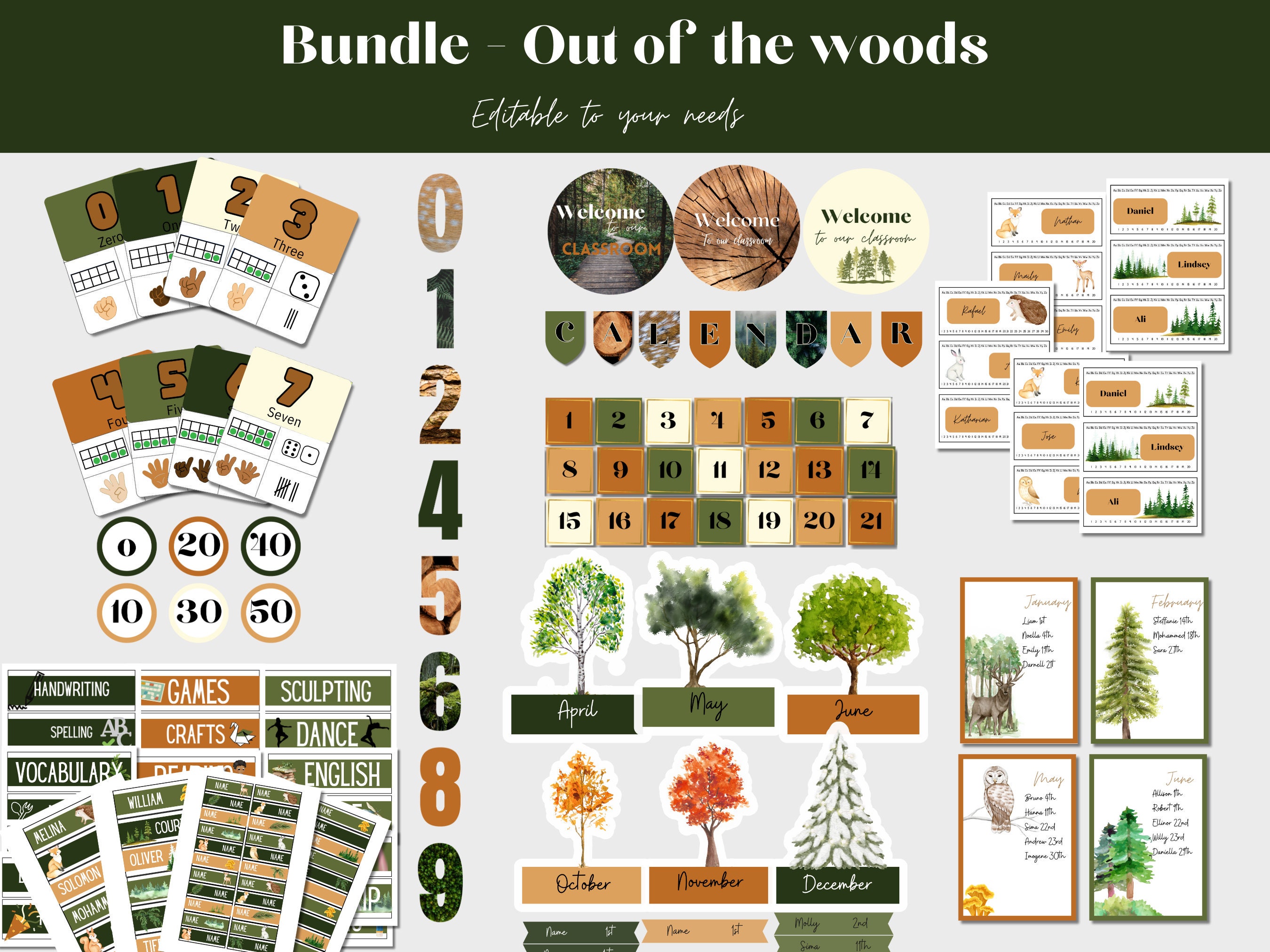Forest classroom decorations mega bundle | classroom decor bundle | Woodland classroom decor | teacher printable instant download |