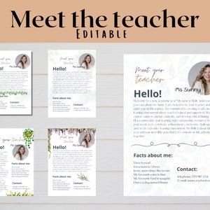 Plantilla editable de Conoce a tu profesor - tema de plantas boho