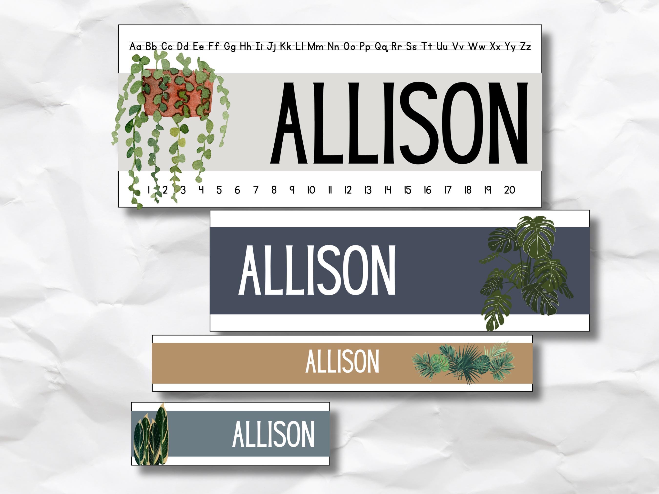 Desk Name Tag Classoom, Topical Flowes Plants Name Plate