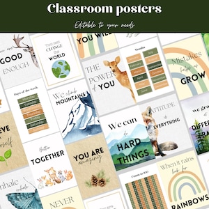 Poster Wald Klassenzimmer | Raus aus dem Wald | Wald Klassenzimmer Dekor | Poster für das Klassenzimmer