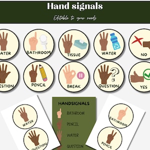 Hand signal signs editable - out of the woods