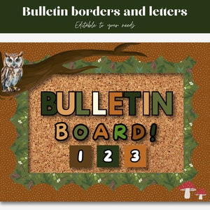 Bulletin Bordüren und Buchstaben für ein Klassenzimmer mit Waldmotiven