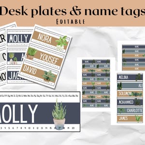 Desk plates and name tags for a botanical Classroom | Classroom decor | Name plates | Plants please | calm Classroom Collection |