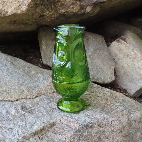 Vintage Viking Avocado groen glas uil Fairy Lamp/Glimmer kaarshouder