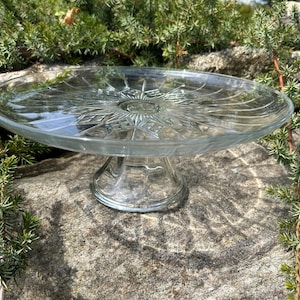 Vintage Anchor Hocking Clear Pedestal Cake Stand - Canfield Design