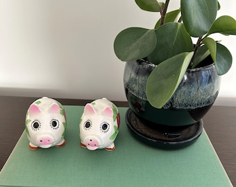Vintage Hand Painted Pig Salt and Pepper Shakers - Made in Japan