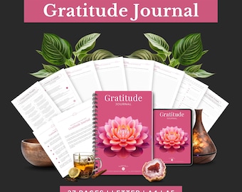 Diario de gratitud, Diario de gratitud, Registro de gratitud, Cuaderno de ejercicios de gratitud, Año de gratitud, Rastreador de gratitud, Diario de agradecimiento, Gratitud