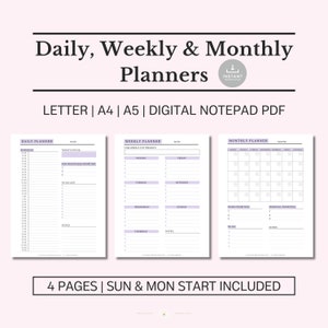 Purple Planner Pack, Daily Planner, Weekly Planner, Monthly Planner, Printable Planner Pack, Planner Set, To do List, Productivity, Purple