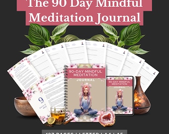 Meditatiedagboek, meditatiedagboek, mindfulnessdagboek, meditatiewerkboek, meditatietracker, meditatielogboek, yogatracker, meditatie