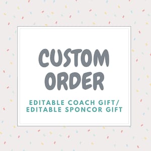 COMMANDE PERSONNALISÉE - Modèle de cadeau imprimable entraîneur ou sponsor modifiable Téléchargement numérique instantané Carte de remerciement personnalisée équipe sportive de fin de saison