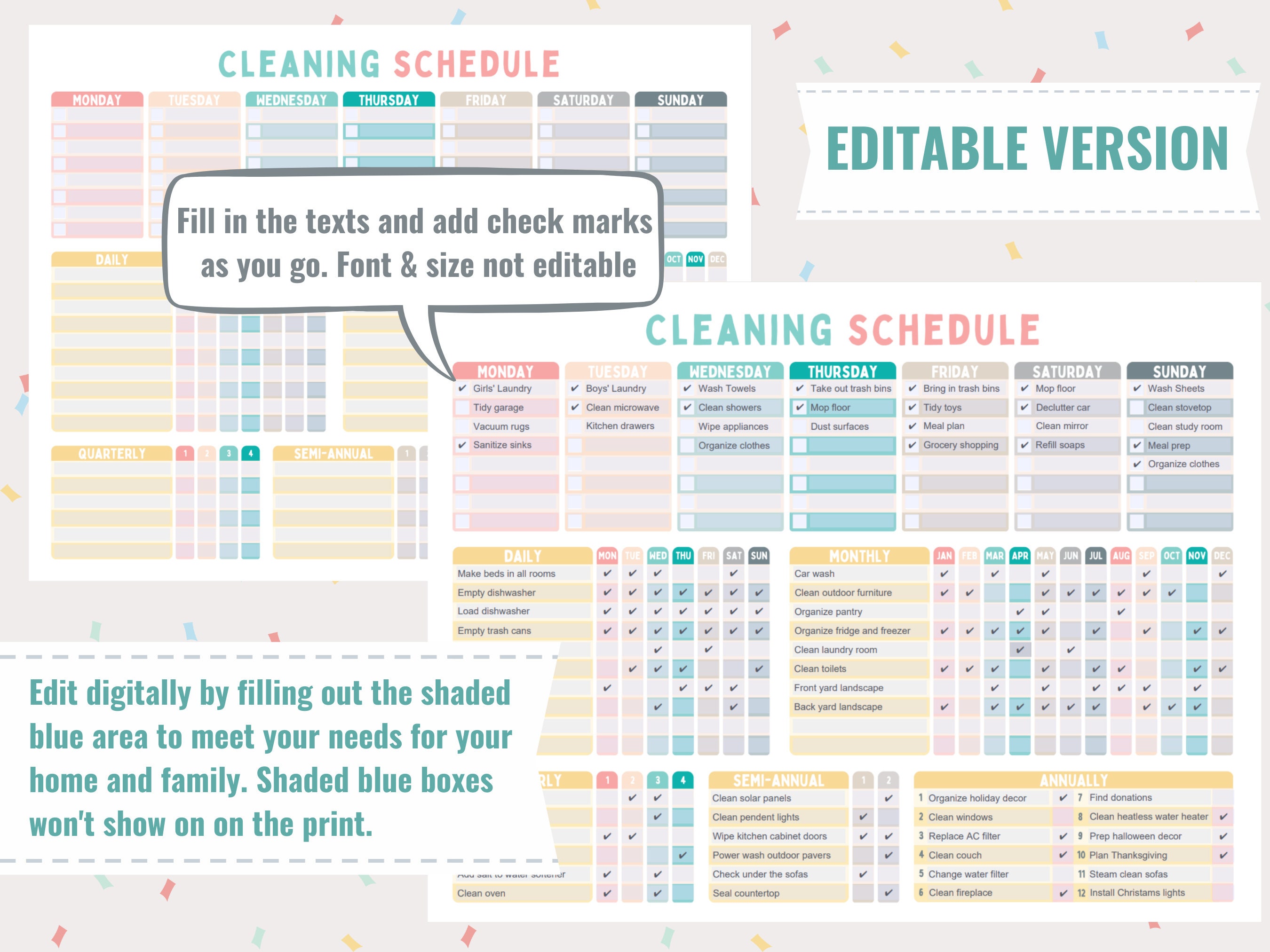 Editable Cleaning Planner Cleaning Checklist Cleaning Schedule Etsy