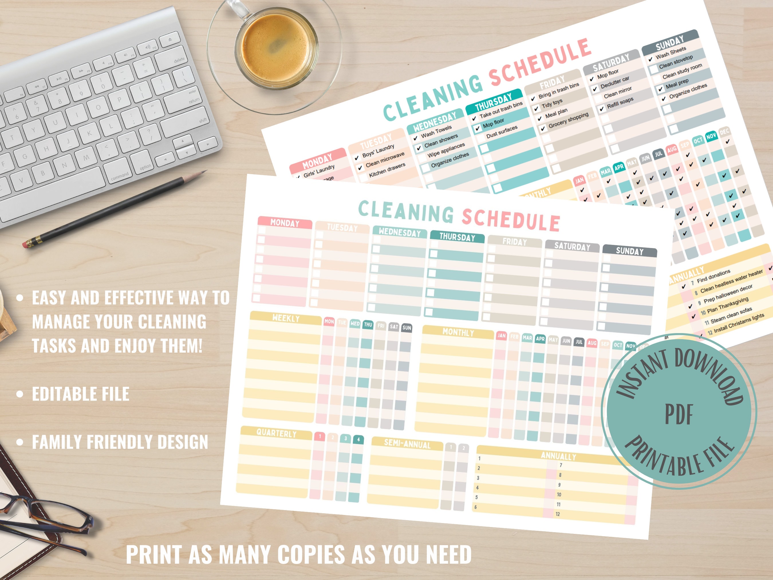 Editable Cleaning Planner Cleaning Checklist Cleaning Schedule Etsy