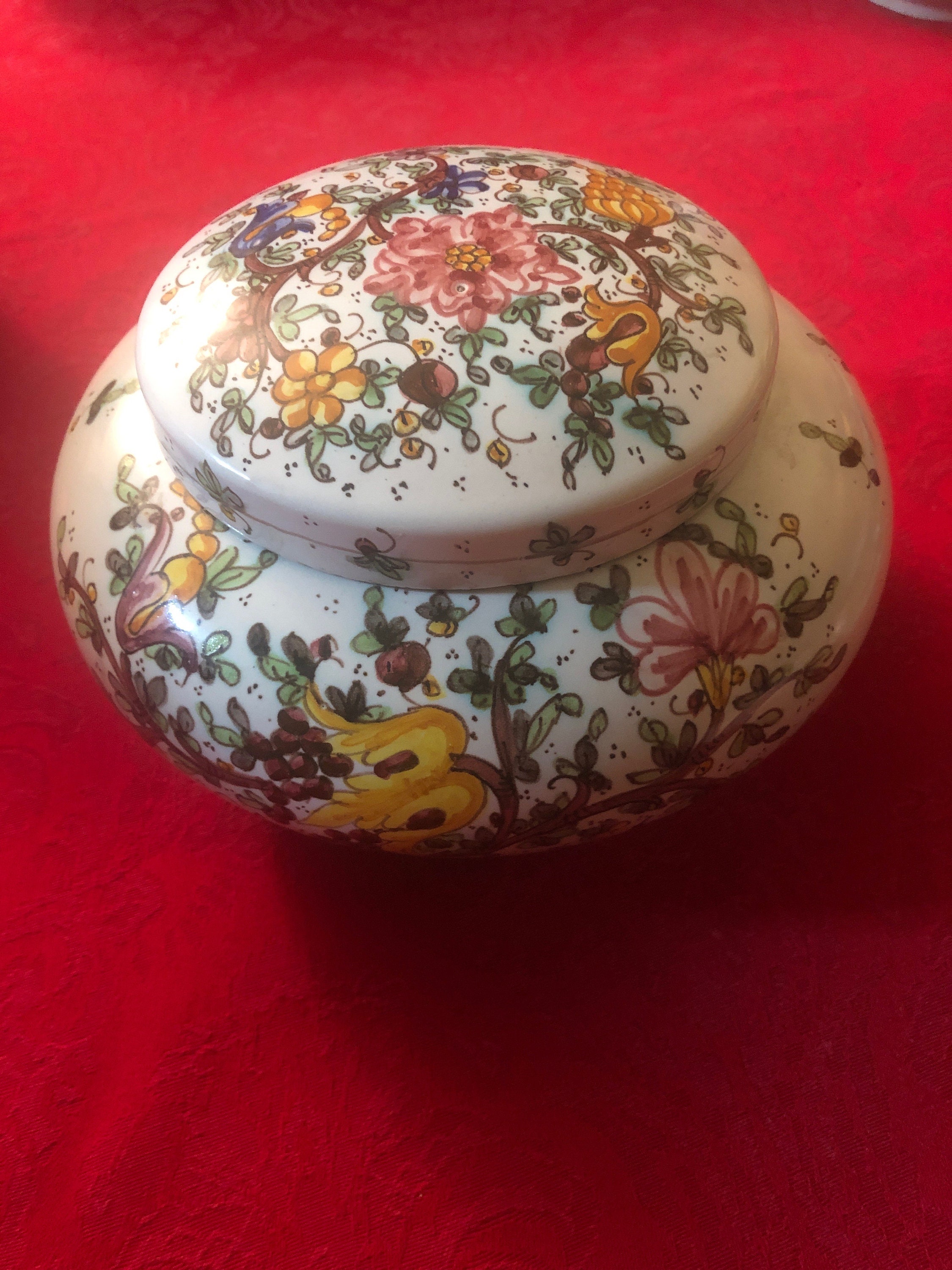 Vintage Cerbella Gubbio Italy Signed Handmade Ceramic Floral Bowl