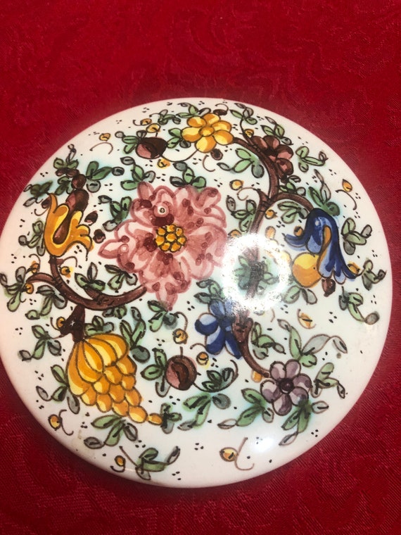 Vintage Cerbella Gubbio Italy Signed Handmade Ceramic Floral Bowl