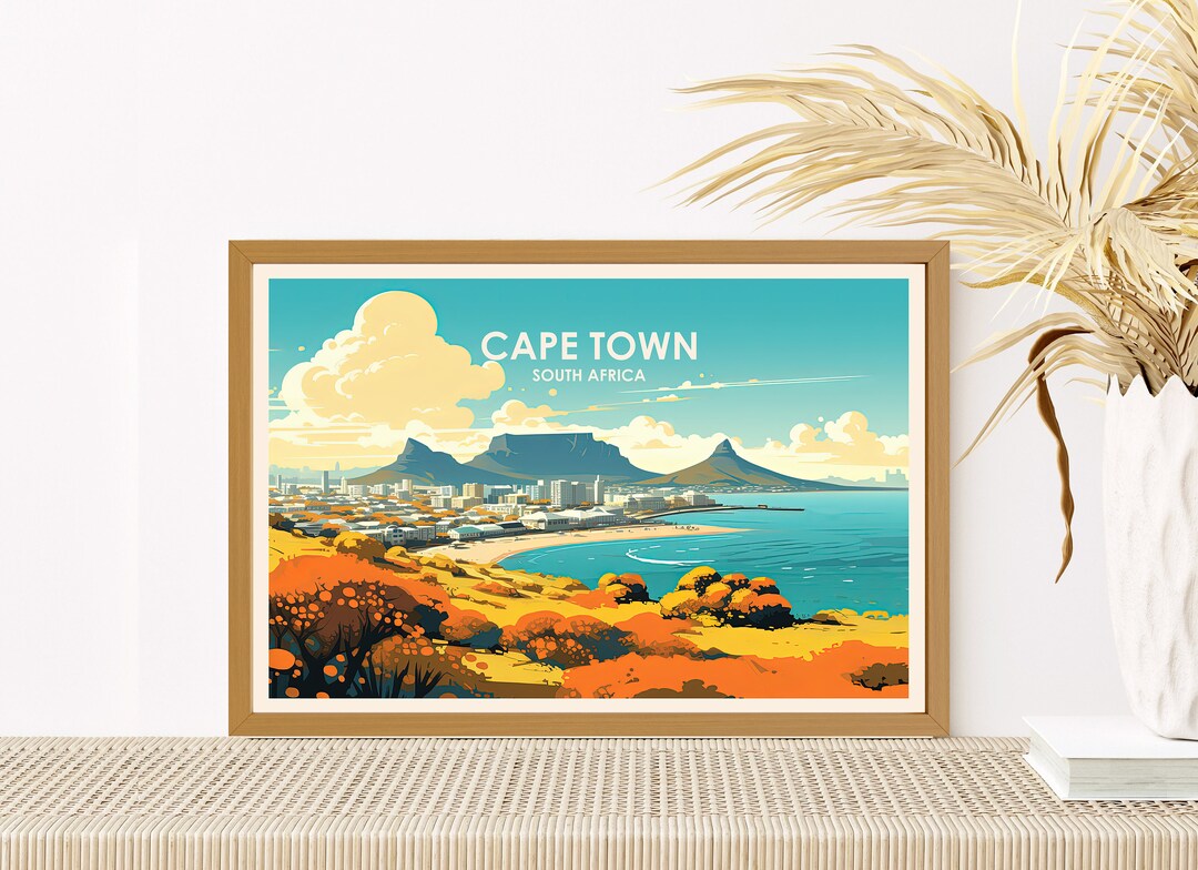 Cape Town Poster South Africa Art Cape Town Print Cityscape Etsy