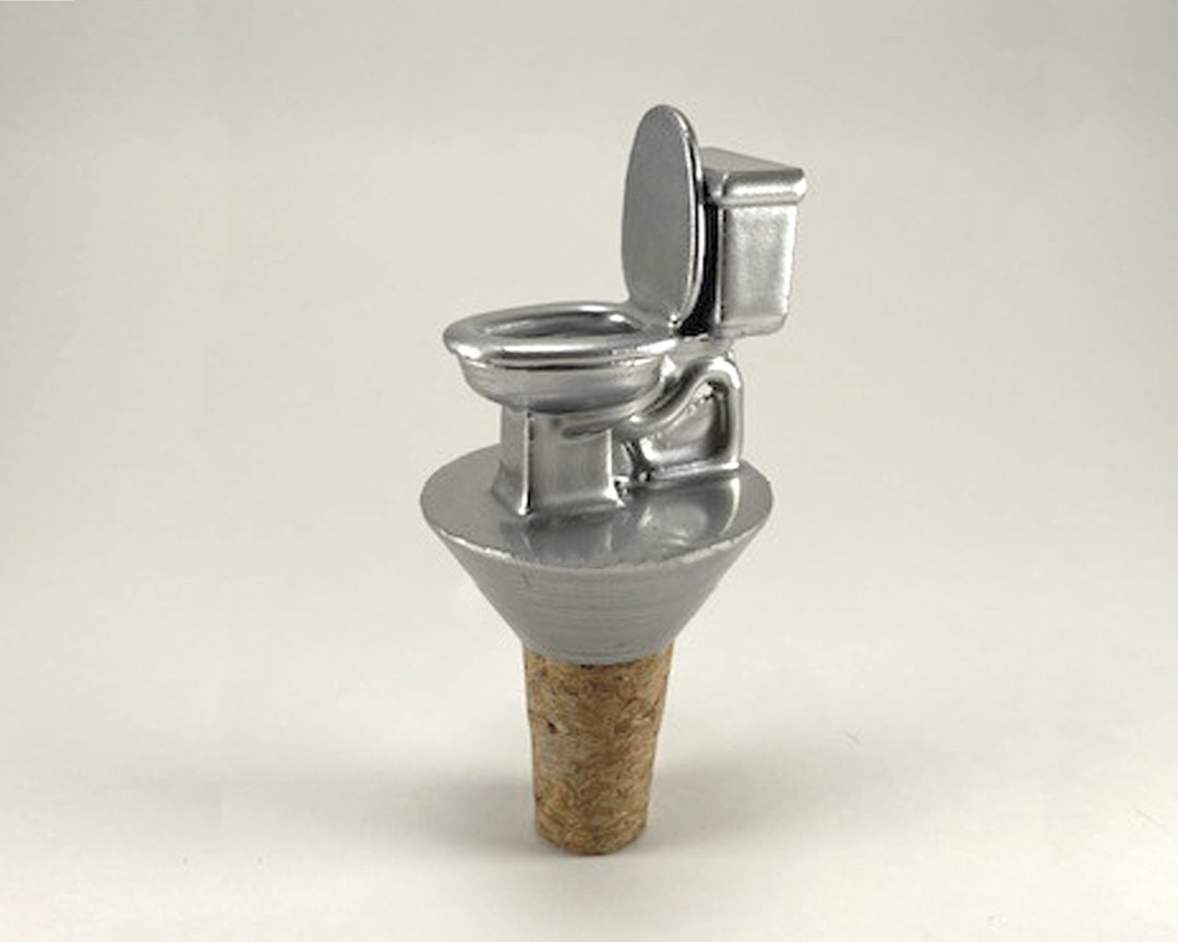 Silver Toilet Wine Stopper Novelty Bathroom Decor Unique Etsy