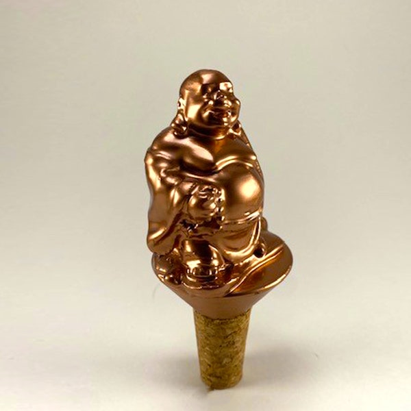 Fun Gold Buddha Wine Stopper Gift For Wine Lover Buddhism Gold Novelty Wine Topper Buddha Themed Gift for Wine Lovers