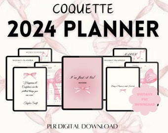 Pink Coquette Bow Planner | Coquette Planner | Girly Planner | 2024 Planner | Monthly Planner | Digital Planner | Printable Planner | PLR