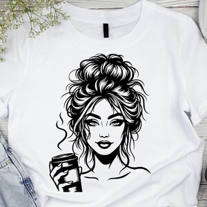Messy Bun Girl SVG, Mom Life svg, Messy Hair Don't Care svg, Sassy Girl svg, Woman svg bundle, svg-filer, Bun Frisyr SVG, Girl svg Cricut bild 4