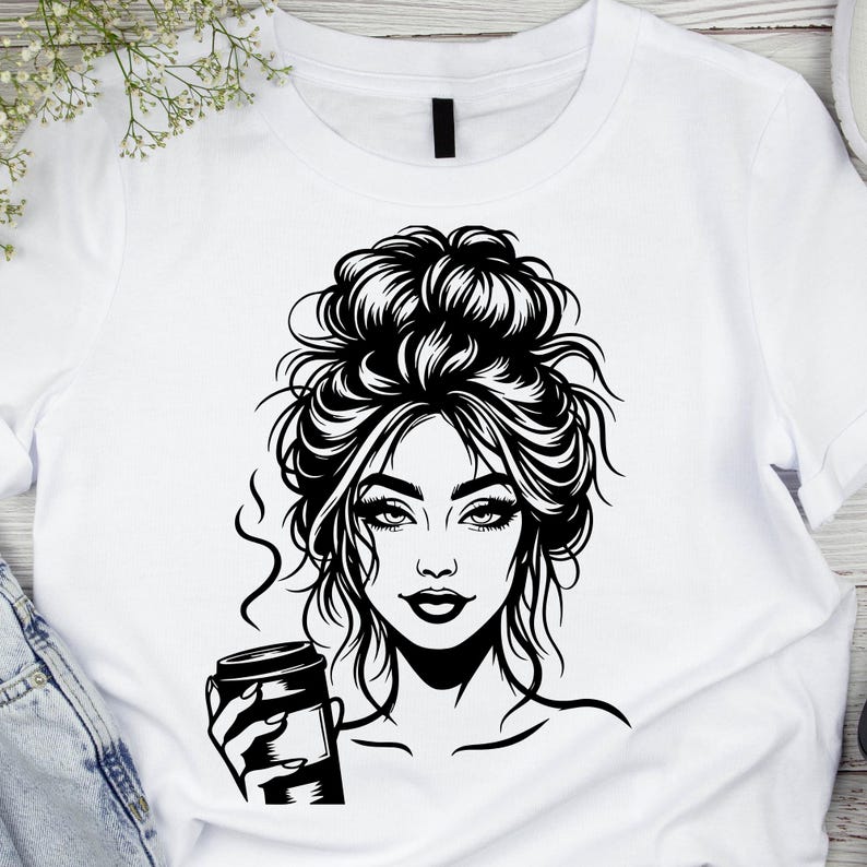 Messy Bun Girl SVG, Mom Life svg, Messy Hair Don't Care svg, Sassy Girl svg, Woman svg bundle, svg-filer, Bun Frisyr SVG, Girl svg Cricut bild 4