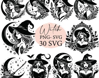 Witch, witch svg, beautiful witch svg, halloween svg, witch shirt png, svg bundle, svg files, witch bundle, spooky svg, witch design