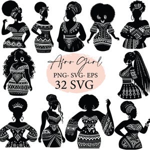 Afrikaanse dikke vrouwen, silhouet SVG, afrokunst, afromeisje svg, zwarte vrouw png, tribal Afrikaans meisje, zwarte meid png, svg-bestanden, svg-bundel