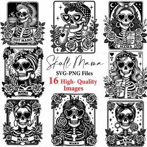 Skull mom svg, skull svg, skull mama svg, skull png,  shirt design png, skul in tarot card, tarot card svg, svg files, svg bundle