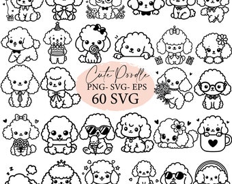 Pacchetto SVG di un simpatico barboncino, SVG di un cane, svg cricut, scarabocchio, stile disegnato a mano, simpatico carlino PNG, disegno lineare di un cane, clipart di un simpatico cane, cucciolo PNG