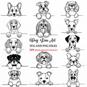 Dog peeking svg, dog outline, dog png, dog clipart, dog breeds, dog lover, dog lineart, doodle, outline, svg bundle, svg files, svg cricut