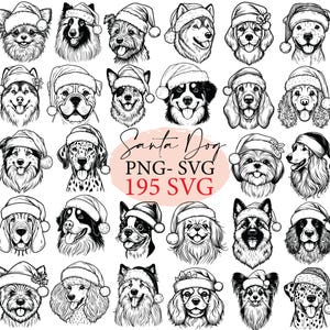 Hond, hond svg, hond overzicht, santa hond, hond met kerstmuts svg, svg bundel, svg-bestanden, svg cricut, hondenliefhebber, hondencadeau, hond, honden, hond png