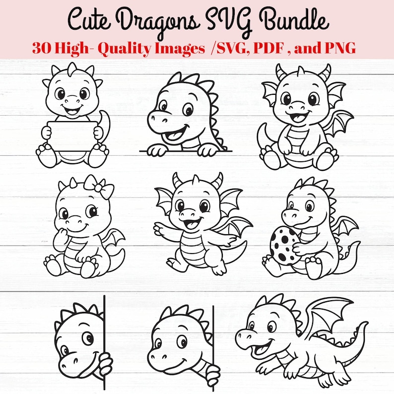 Dragon SVG, Cute Dragon Svg, Baby Dragon Png, Dragon Vector, SVG Cut ...