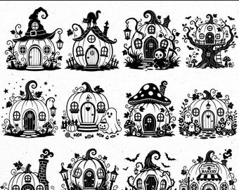Cute Pumpkin house svg, spooky pumpkin png, Halloween house clipart, haunted house svg, svg files, svg cricut, spooky halloween, svg bundles