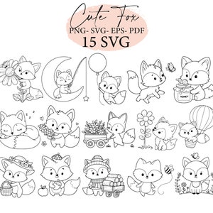 Fuchs svg, süßer Fuchs, Kawaii Tiere, Safaritiere svg, Tiere svg, Waldtiere, Safaritiere, svg bündel, svg-Dateien, svg cricut